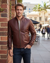 Torino – Men’s Vintage Brown Leather Bomber Jacket